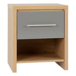 Samaira 1 Drawer Bedside Cabinet In Grey High Gloss