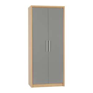 Samaira Wardrobe In Grey High Gloss With 2 Doors