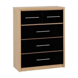 Samaira Wooden Large Chest OF Drawers In Black High Gloss