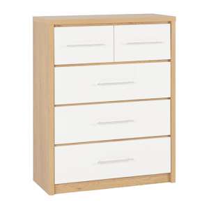 Samaira Wooden Large Chest OF Drawers In White High Gloss