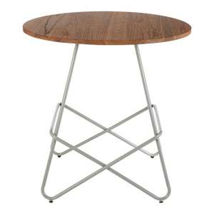 Pherkad Wooden Round Dining Table With Metallic Grey Legs   