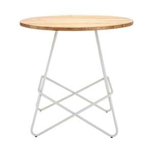 Pherkad Wooden Round Dining Table With Metallic White Legs   