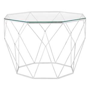 Shalom Octagonal Clear Glass Top Coffee Table With Silver Frame