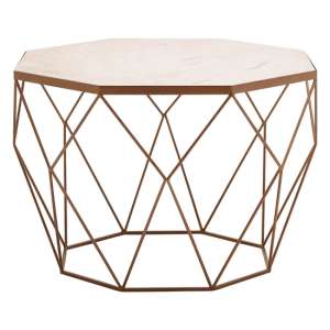 Shalom Octagonal White Marble Top Coffee Table With Gold Frame