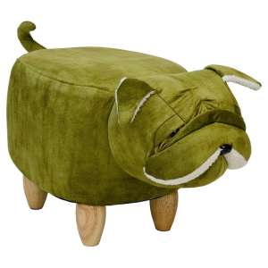 Shar Pei Dog Shaped Pouffe In Green Finish