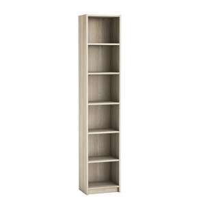 Sharatan Narrow Wooden Bookcase In Shannon Oak With 5 Shelves