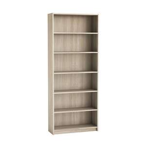Sharatan Tall Wooden Bookcase In Shannon Oak With 5 Shelves