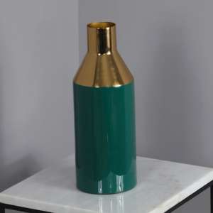 Sharon Iron Decorative Vase In Deep Green And Gold
