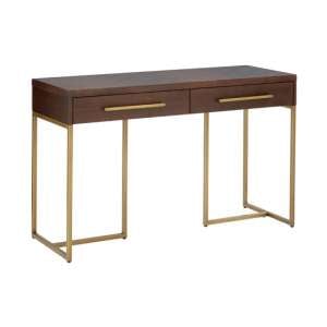 Shaula Wooden Console Table With Antique Brass Legs In Brown