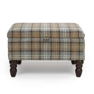 Shetland Fabric Storage Foot Stool In Dove Grey