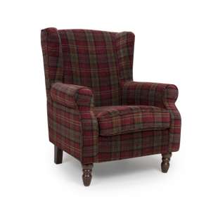 Shetland Fabric Upholstered Lounge Chair In Claret