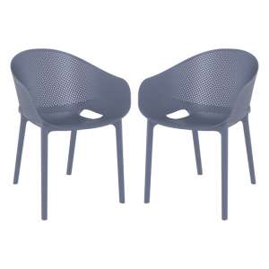 Shipley Outdoor Dark Grey Stacking Armchairs In Pair