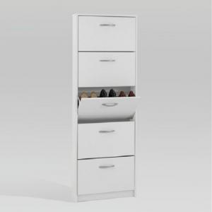 Atlanta Wooden Shoe Cabinet In White With 5 Drawer