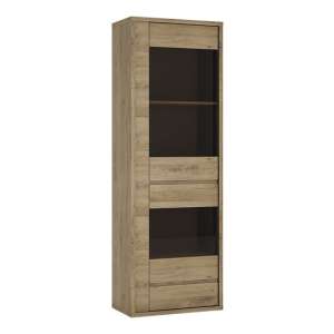 Sholka Narrow Wooden 1 Door 1 Drawer Display Cabinet In Oak