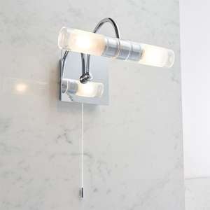 Shore 2 Lights Clear And Frosted Glass Wall Light In Chrome