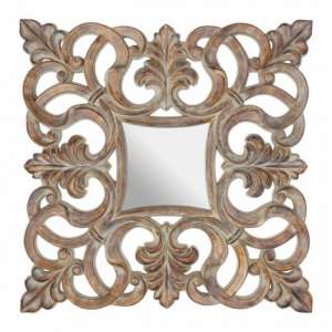 Siena Intricate Design Wall Bedroom Mirror In Antique Wood Frame
