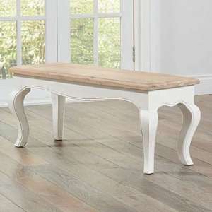 Marco 110cm Wooden Dining Bench In Acacia And Ivory
