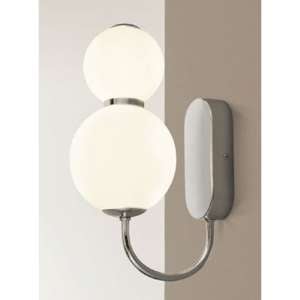 Sierra 2 Lamp Wall Light In Chrome With Opal Glass Shades