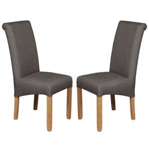 Sika Grey Fabric Dining Chair In Pair