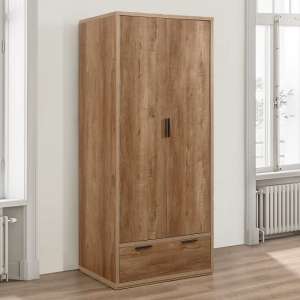 Silas Wooden Wardrobe In Rustic Oak Effect With 2 Doors