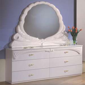 Silvia High Gloss Dresser With Mirror In White