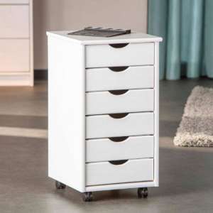 Simon Office Pedestal Cabinet In White With 6 Drawers