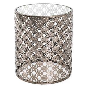 Simons Round Glass Side Table With Bronze Metal Base