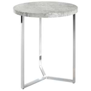 Simons Round Wooden Side Table In Concrete Effect