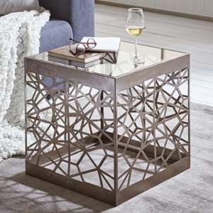 Simons Square Clear Glass Side Table With Bronze Metal Base