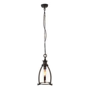 Singa Large Clear Glass Ceiling Pendant Light In Aged Bronze