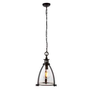 Singa Small Clear Glass Ceiling Pendant Light In Aged Bronze