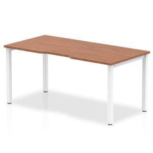 Single Large Laptop Desk In Walnut With White Frame