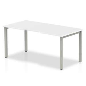 Single Large Laptop Desk In White With Silver Frame