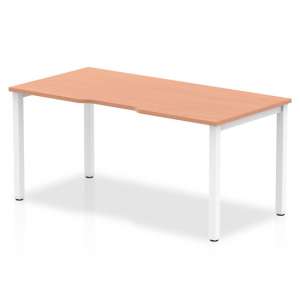 Single Medium Laptop Desk In Beech With White Frame