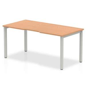 Single Medium Laptop Desk In Oak With Silver Frame