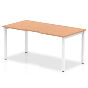Single Medium Laptop Desk In Oak With White Frame