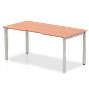 Single Small Laptop Desk In Beech With Silver Frame