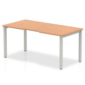 Single Small Laptop Desk In Oak With Silver Frame