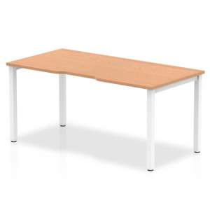 Single Small Laptop Desk In Oak With White Frame
