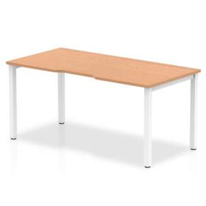 Single Small Laptop Desk In Oak With White Frame