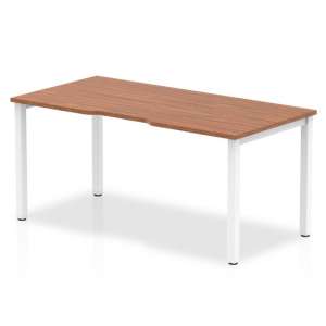 Single Small Laptop Desk In Walnut With White Frame