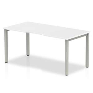Single Small Laptop Desk In White With Silver Frame