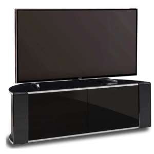 Sanja Medium Corner High Gloss TV Stand With Doors In Black