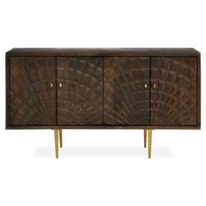 Sippar Wooden Sideboard With 4 Doors In Grey And Gold