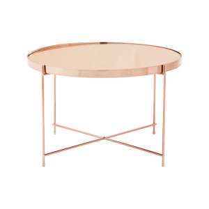 Sirius Mirrored Side Table Large In Pink And Metal Frame