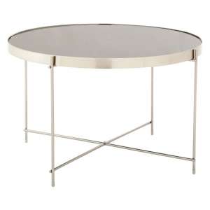 Sirius Mirrored Side Table Large In Grey And Metal Frame