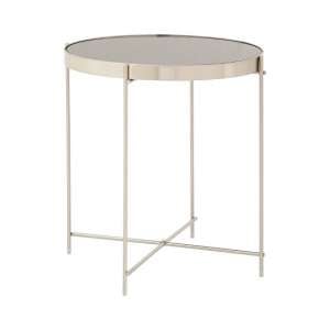 Sirius Mirrored Side Table Low In Grey And Metal Frame