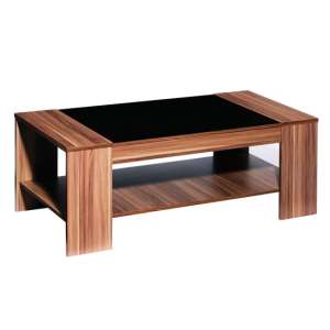 Sirius Wooden Coffee Table In Walnut And Black High Gloss