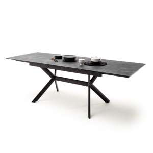 Siros Extending Glass Dining Table In Stone Grey Effect