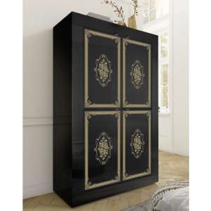 Sisseton High Gloss 4 Doors Highboard In Black